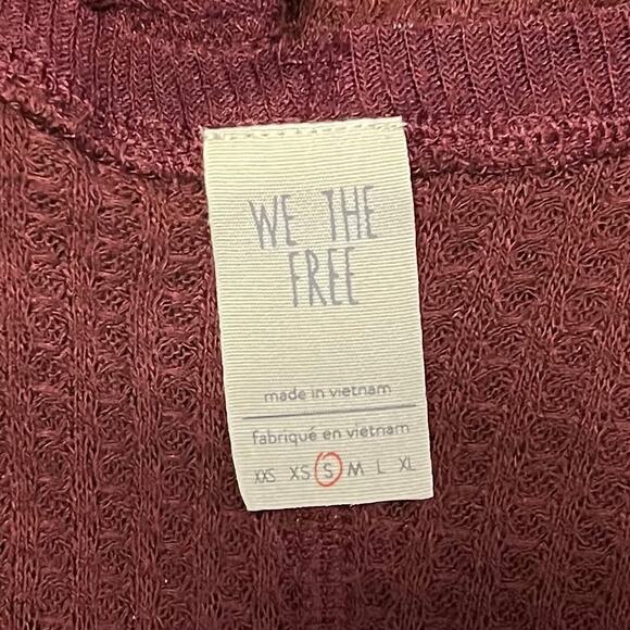 We The Free Catalina V-Neck Long Sleeve Thermal Wine Maroon Size Small - Picture 3 of 5